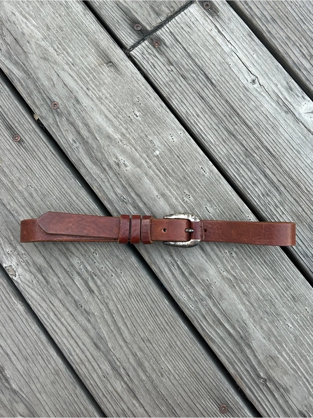 Vintage Italian Leather Belt Brown Western Silver Buckle Limited Made in Italy